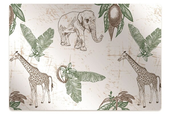 Tapis de chaise de bureau Girafes et éléphants