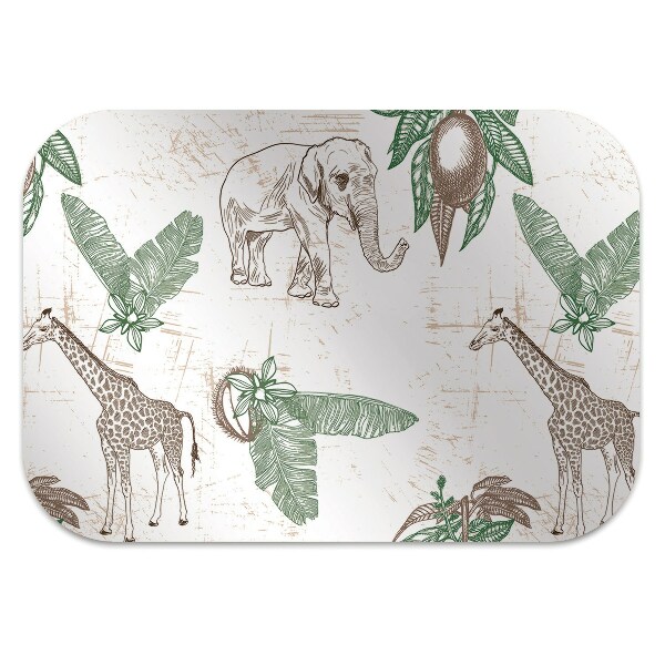 Tapis de chaise de bureau Girafes et éléphants