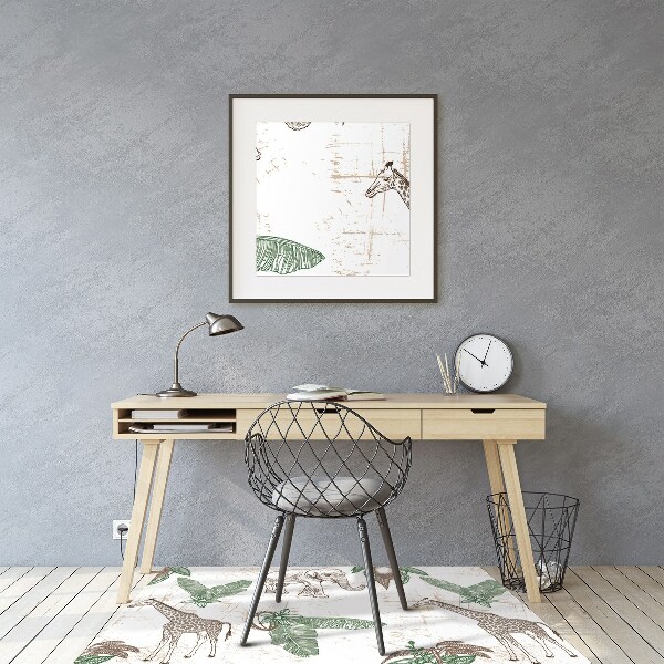 Tapis de chaise de bureau Girafes et éléphants