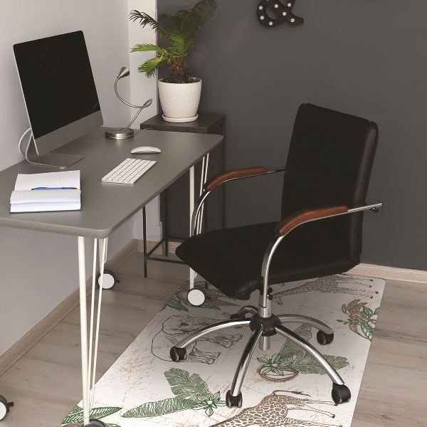 Tapis de chaise de bureau Girafes et éléphants