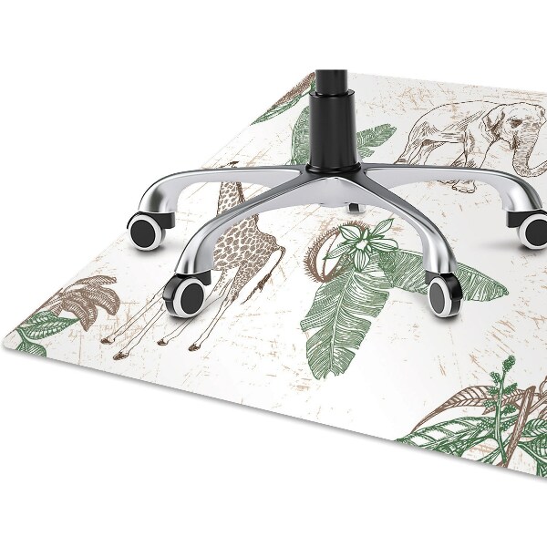 Tapis de chaise de bureau Girafes et éléphants