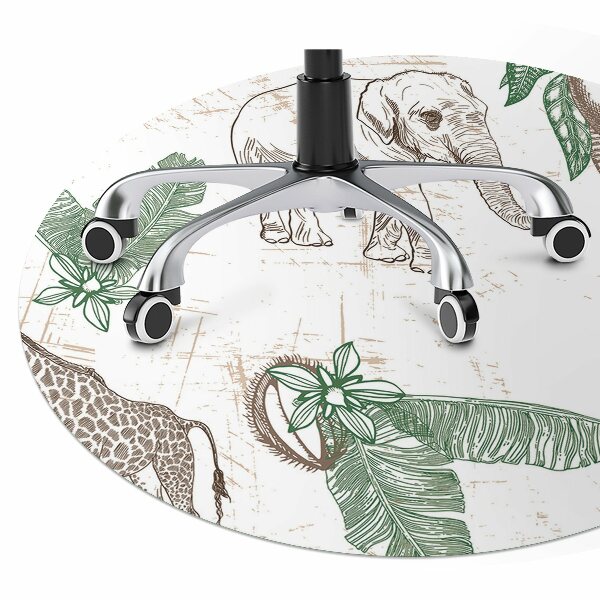 Tapis de chaise de bureau Girafes et éléphants