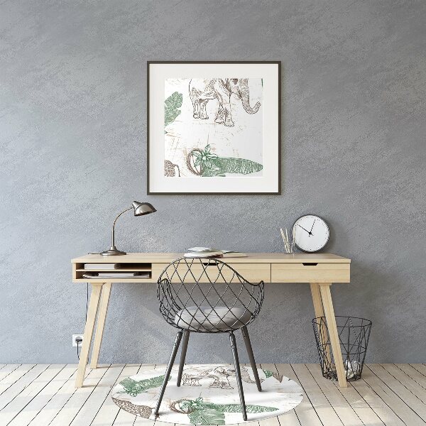 Tapis de chaise de bureau Girafes et éléphants