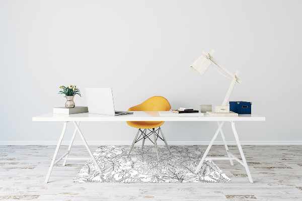 Tapis de chaise de bureau Feuilles dessinées