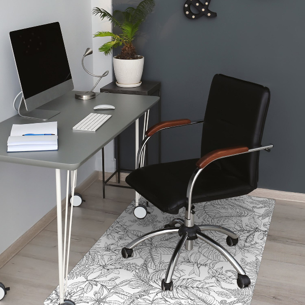 Tapis de chaise de bureau Feuilles dessinées
