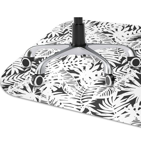 Tapis protection sol Feuilles noires et blanches