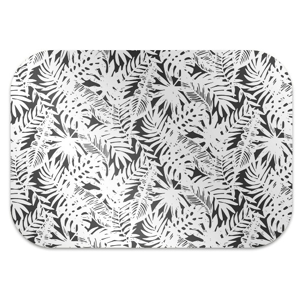 Tapis protection sol Feuilles noires et blanches