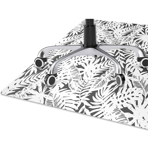 Tapis protection sol Feuilles noires et blanches
