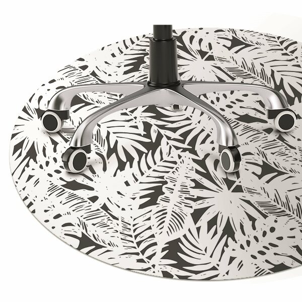 Tapis protection sol Feuilles noires et blanches