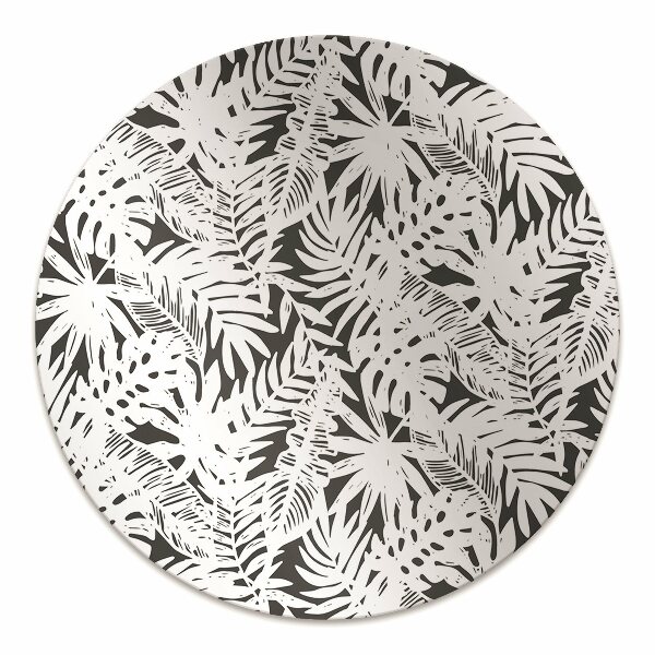 Tapis protection sol Feuilles noires et blanches