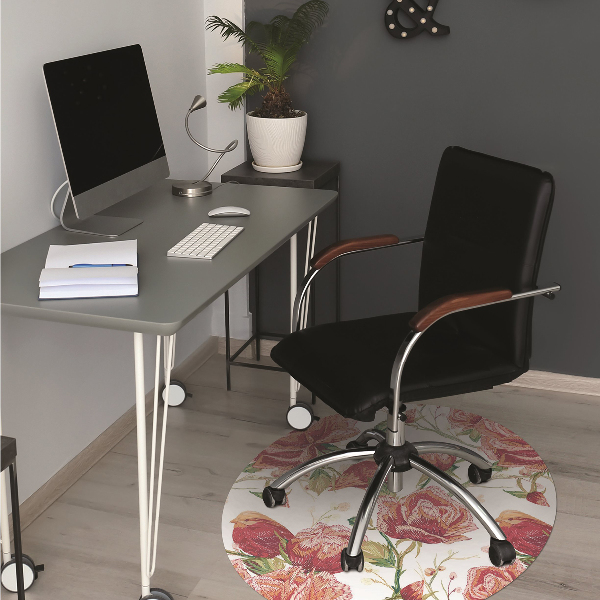 Tapis pour chaise de bureau Oiseaux rouges