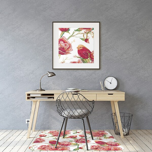 Tapis pour chaise de bureau Oiseaux rouges