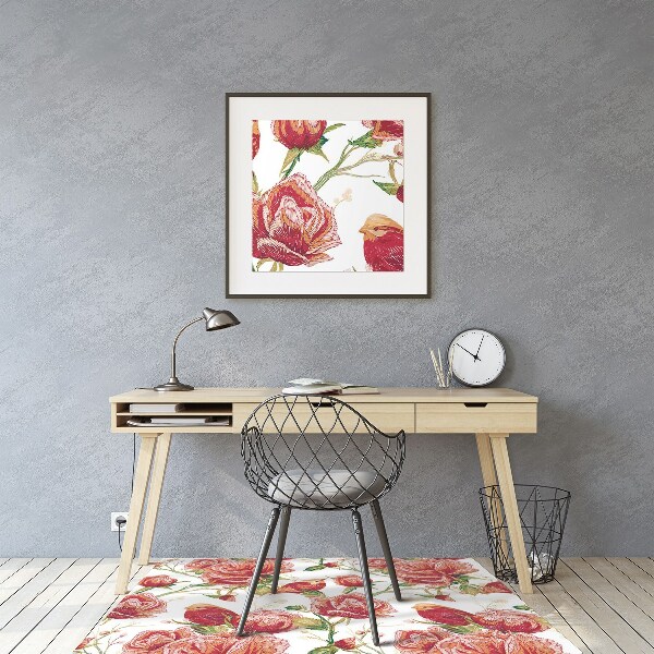 Tapis pour chaise de bureau Oiseaux rouges