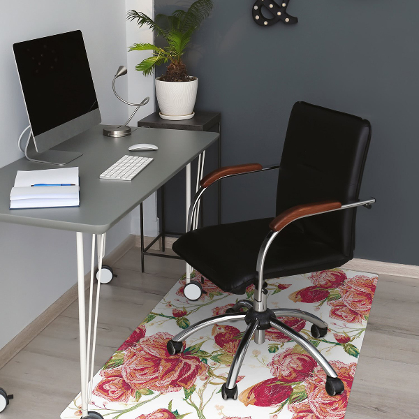 Tapis pour chaise de bureau Oiseaux rouges