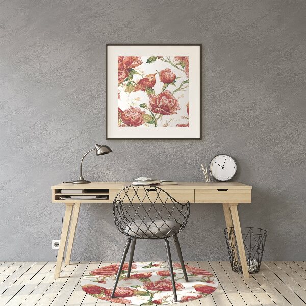 Tapis pour chaise de bureau Oiseaux rouges