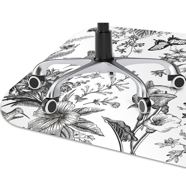 Tapis pour chaise de bureau Jardin noir et blanc