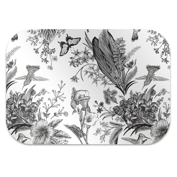 Tapis pour chaise de bureau Jardin noir et blanc
