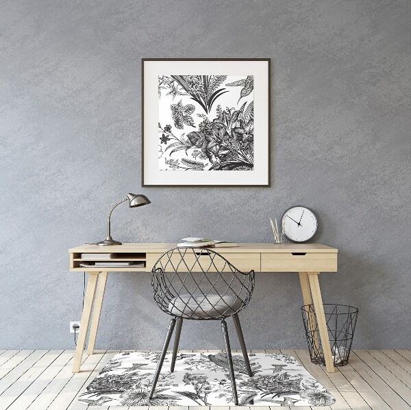 Tapis pour chaise de bureau Jardin noir et blanc