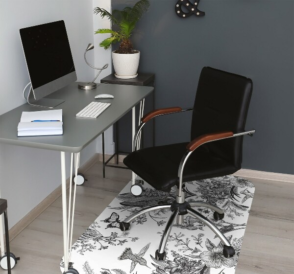 Tapis pour chaise de bureau Jardin noir et blanc