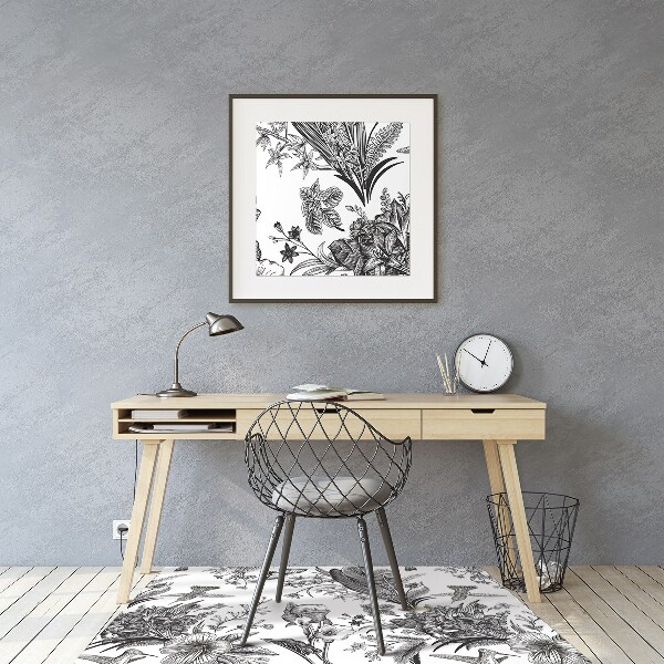 Tapis pour chaise de bureau Jardin noir et blanc