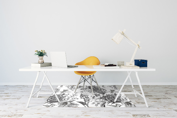 Tapis pour chaise de bureau Jardin noir et blanc