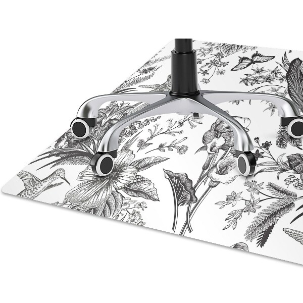 Tapis pour chaise de bureau Jardin noir et blanc