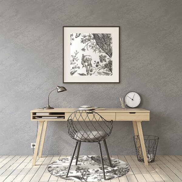 Tapis pour chaise de bureau Jardin noir et blanc