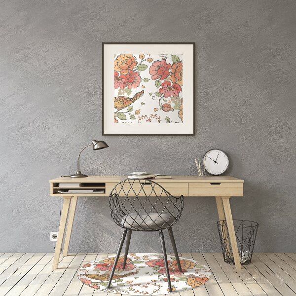 Tapis pour chaise de bureau Ornement d'oiseaux
