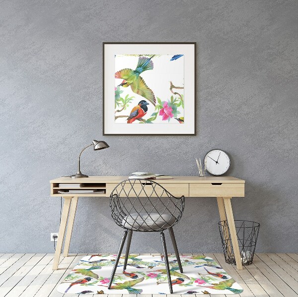 Tapis pour chaise de bureau Oiseaux colorés