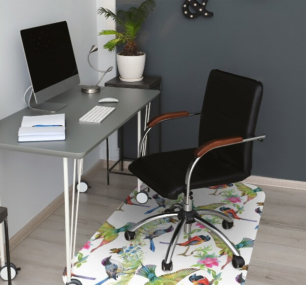 Tapis pour chaise de bureau Oiseaux colorés