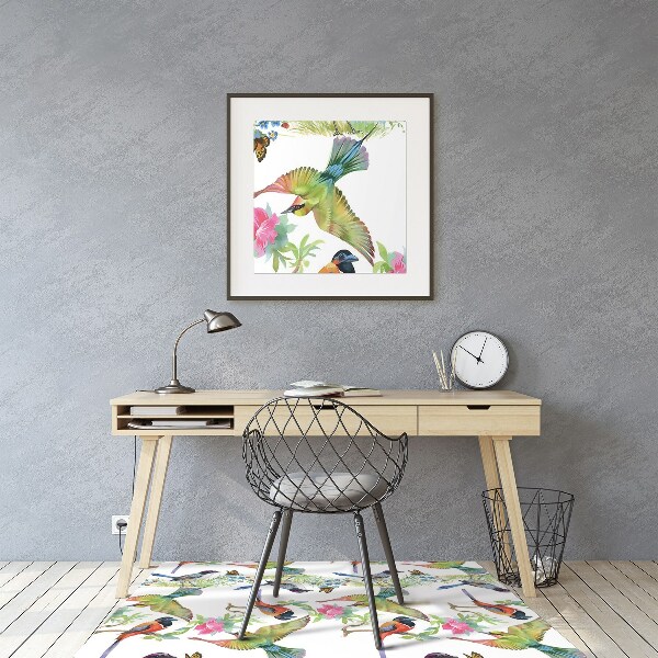 Tapis pour chaise de bureau Oiseaux colorés