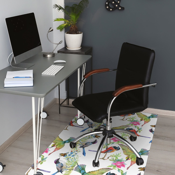 Tapis pour chaise de bureau Oiseaux colorés