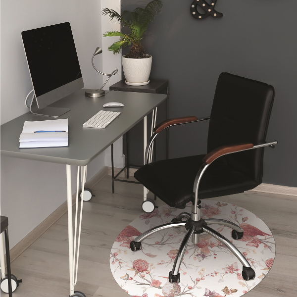 Tapis pour chaise de bureau Oiseaux rouges