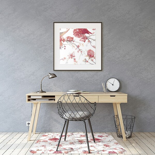 Tapis pour chaise de bureau Oiseaux rouges