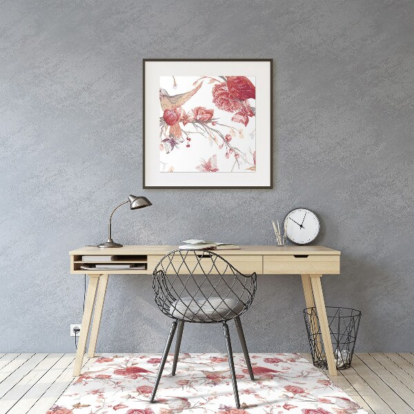 Tapis pour chaise de bureau Oiseaux rouges