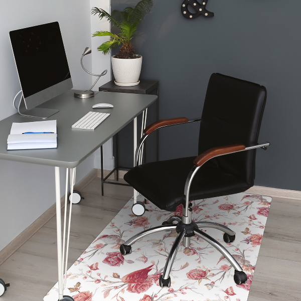 Tapis pour chaise de bureau Oiseaux rouges