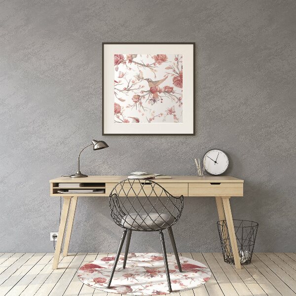 Tapis pour chaise de bureau Oiseaux rouges