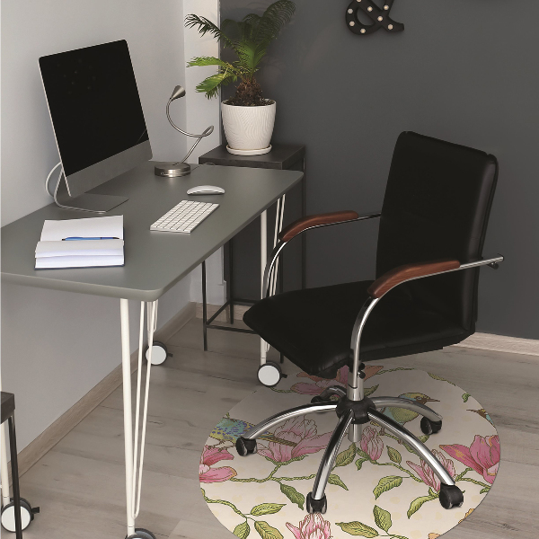 Tapis pour chaise de bureau Fleurs et oiseaux