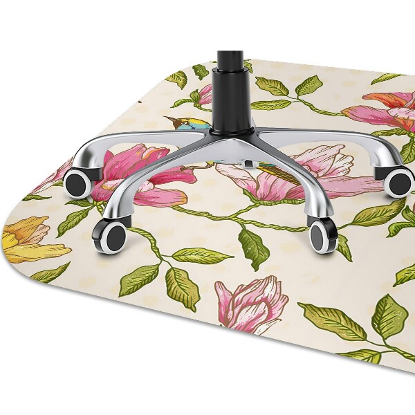 Tapis pour chaise de bureau Fleurs et oiseaux