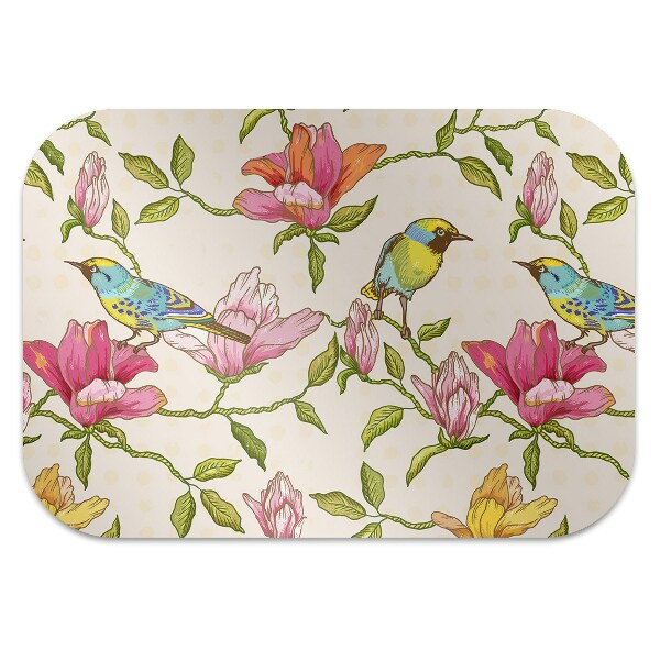 Tapis pour chaise de bureau Fleurs et oiseaux