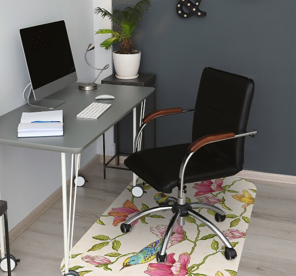 Tapis pour chaise de bureau Fleurs et oiseaux