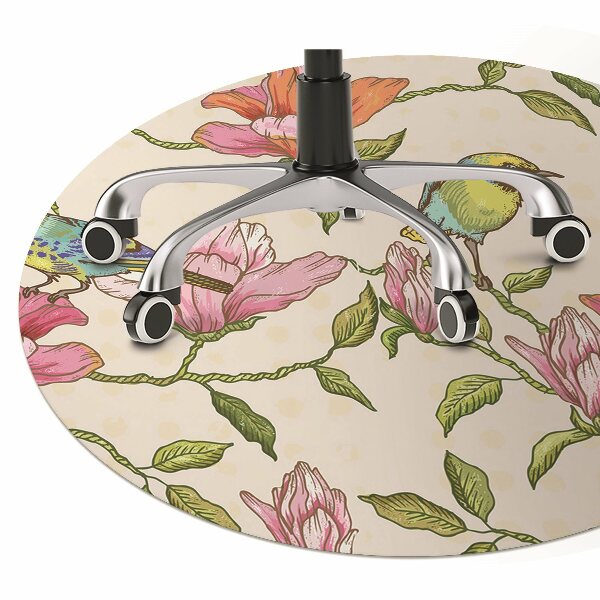 Tapis pour chaise de bureau Fleurs et oiseaux