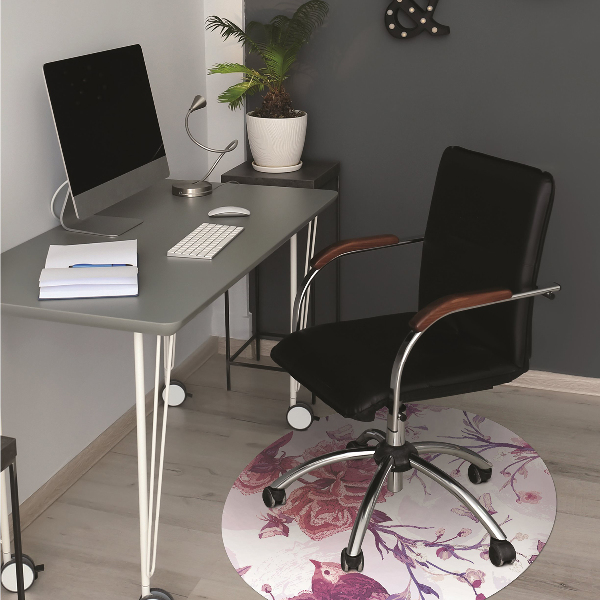 Tapis de chaise de bureau Oiseaux violettes