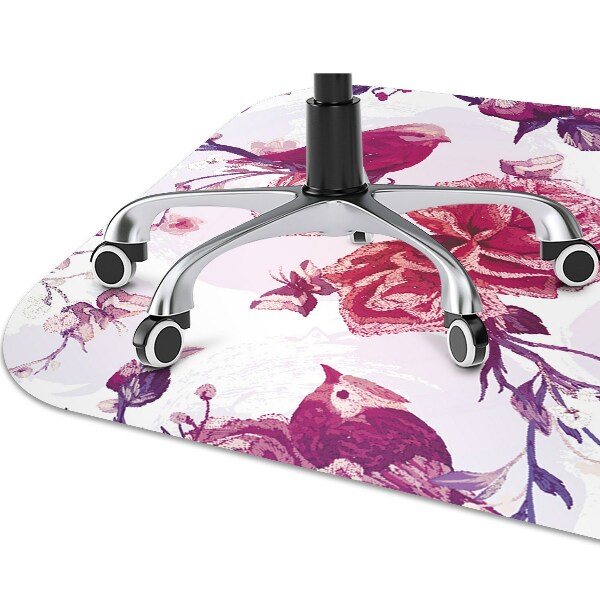 Tapis de chaise de bureau Oiseaux violettes