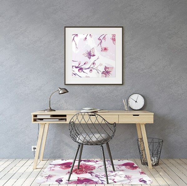 Tapis de chaise de bureau Oiseaux violettes