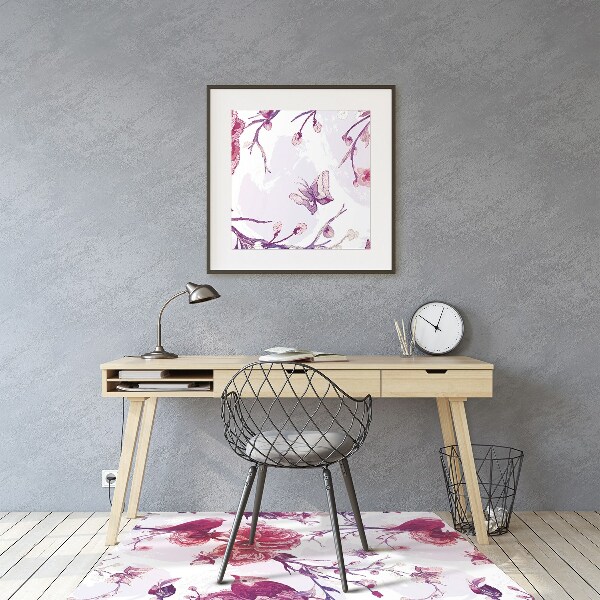 Tapis de chaise de bureau Oiseaux violettes