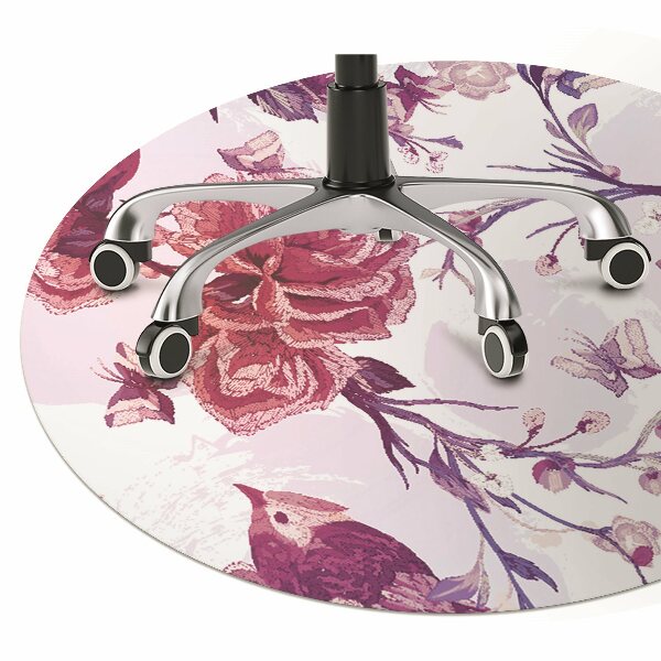 Tapis de chaise de bureau Oiseaux violettes