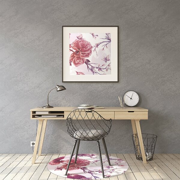 Tapis de chaise de bureau Oiseaux violettes