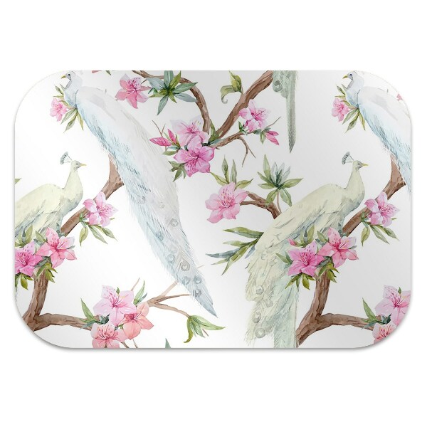 Tapis bureau Paon blanc