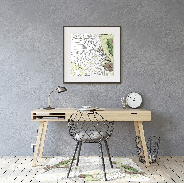 Tapis pour chaise de bureau Perroquets verts